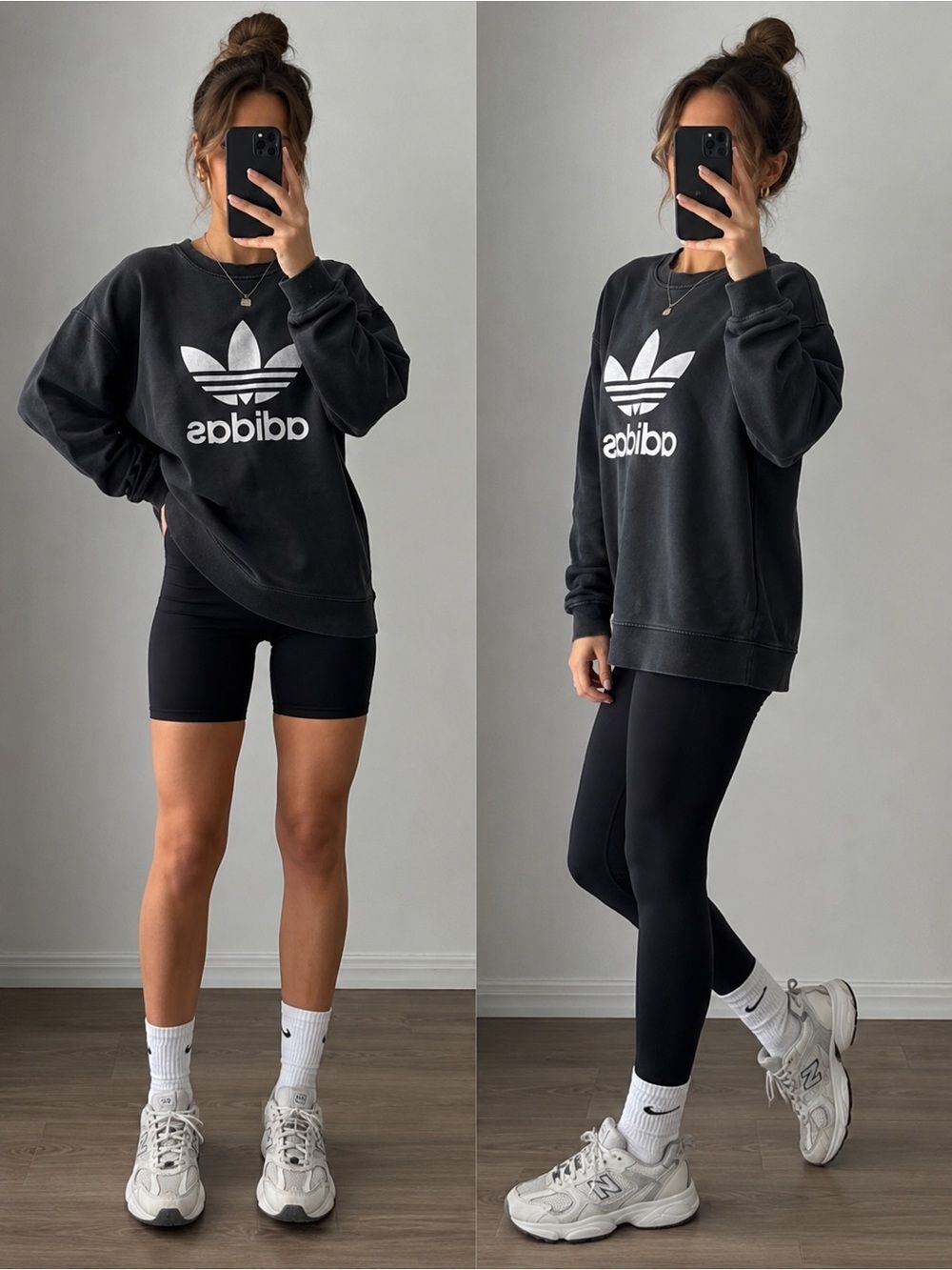 Adidas Big Trefoil Black White Logo Crewneck Pullover Sweatshirt Women’s Sz 10/M